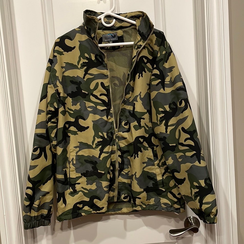 Camouflage windbreaker style jacket.